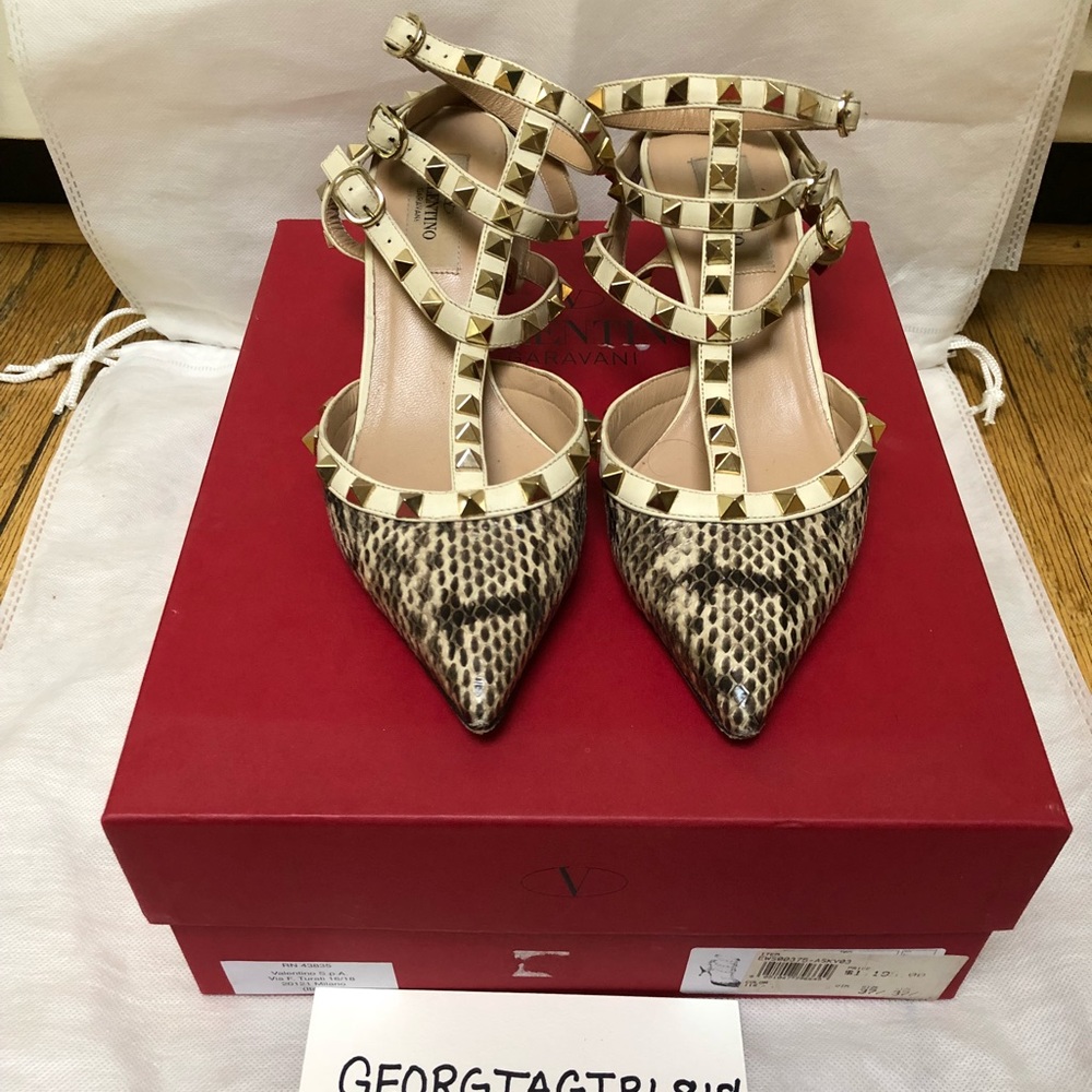 Valentino Rockstud Heels in Python 37.5 / 7.5